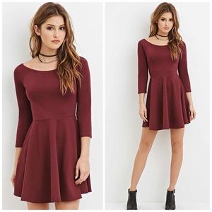 NWT Forever 21 Burgundy Skater Dress